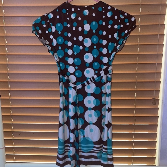 Limited too blue white and brown polka dot dress. Girls size 10 - Picture 3 of 4